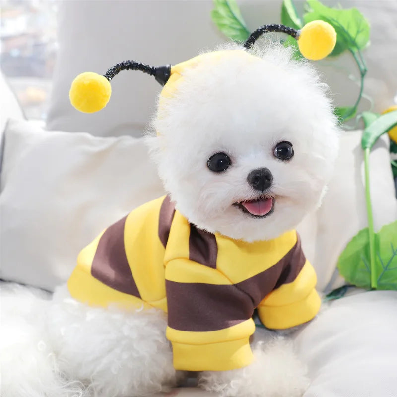 "Bee Costume Pet Hoodie – Fleece Apparel for Dogs and Cats, Perfect for Halloween"