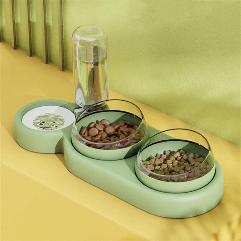 "3-in-1 Pet Drinking and Feeding Bowl: Automatic Water Dispenser, Cat Bowl, and Dog Feeder!"