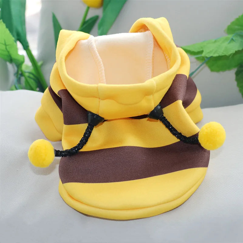 "Bee Costume Pet Hoodie – Fleece Apparel for Dogs and Cats, Perfect for Halloween"