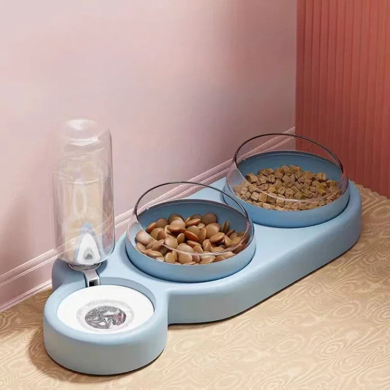 "3-in-1 Pet Drinking and Feeding Bowl: Automatic Water Dispenser, Cat Bowl, and Dog Feeder!"