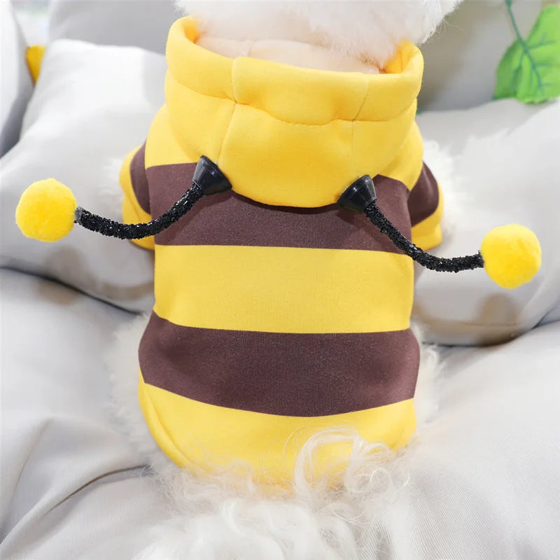 "Bee Costume Pet Hoodie – Fleece Apparel for Dogs and Cats, Perfect for Halloween"