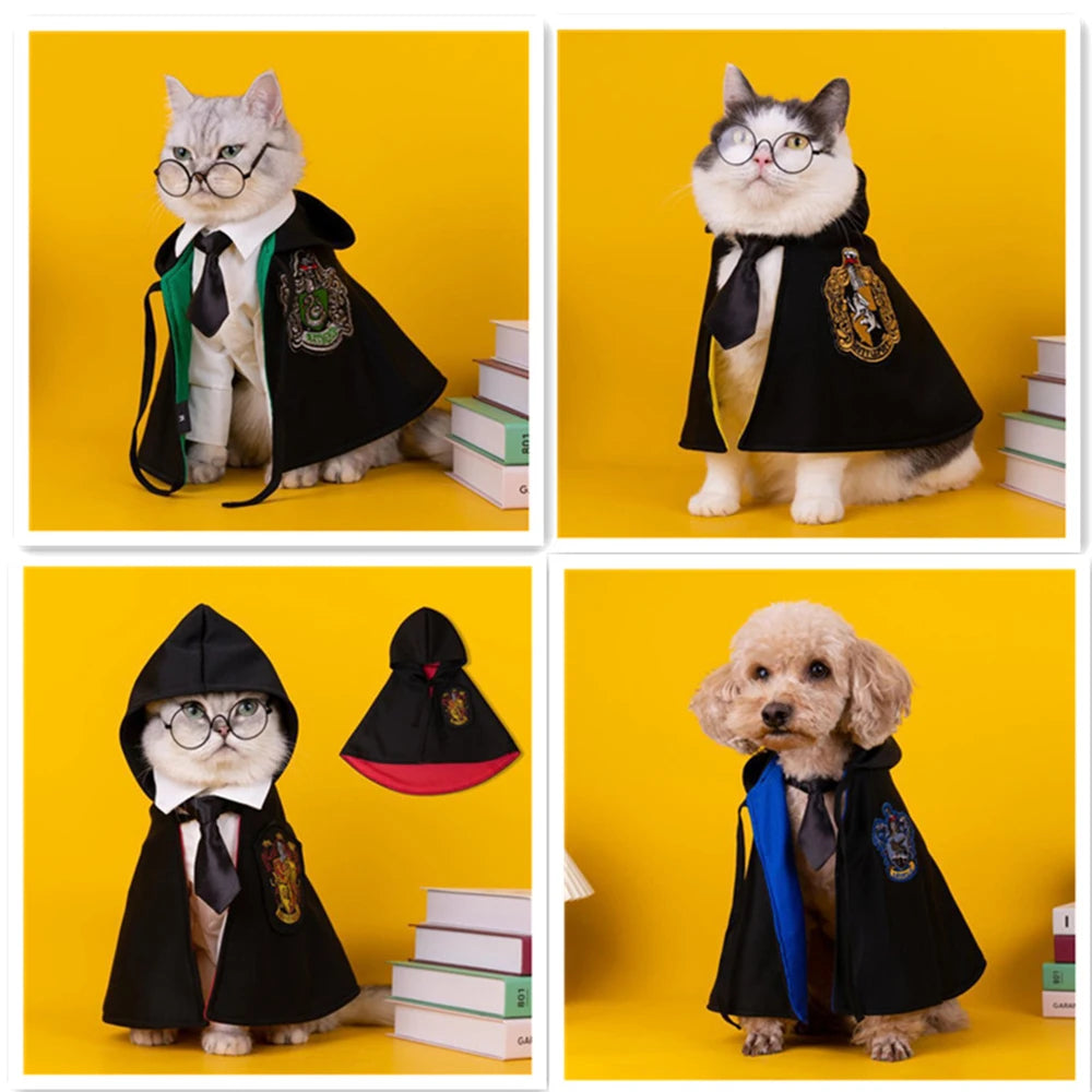 "Pet Magic Academy Halloween Cape: Perfect Cosplay Costume for Dogs and Cats!"