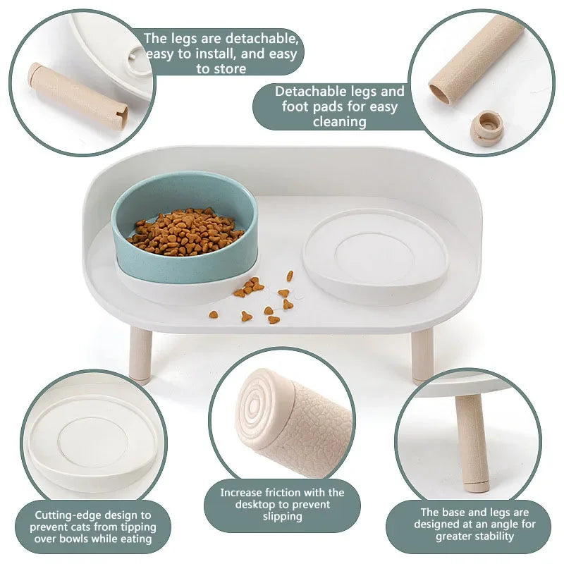 "Adjustable Double Bowls Feeder: Elevated Water and Food Dish for Cats and Dogs!"