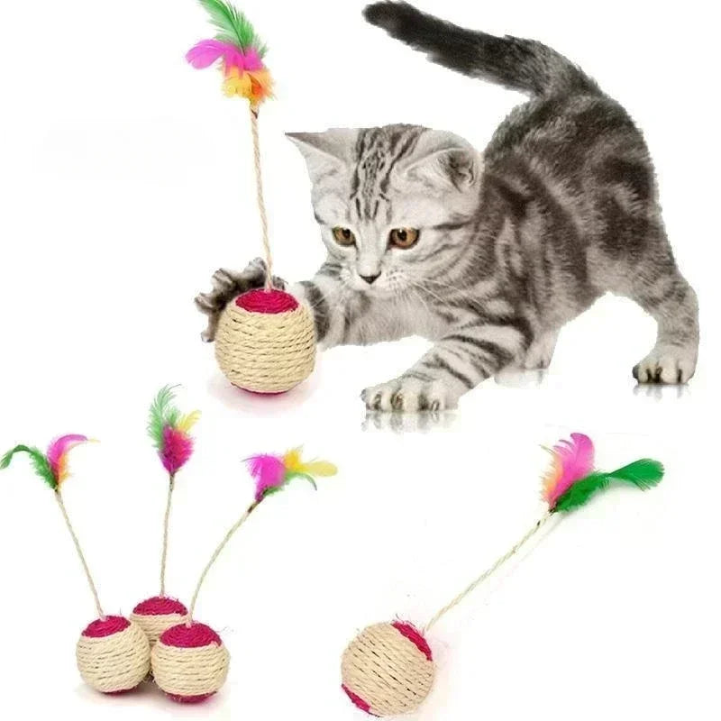 "1Pc Sisal Scratching Ball Toy – Interactive Training Toy for Kittens"