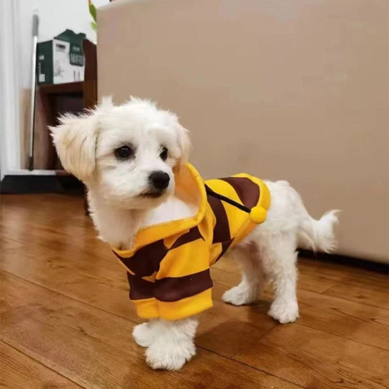 "Bee Costume Pet Hoodie – Fleece Apparel for Dogs and Cats, Perfect for Halloween"