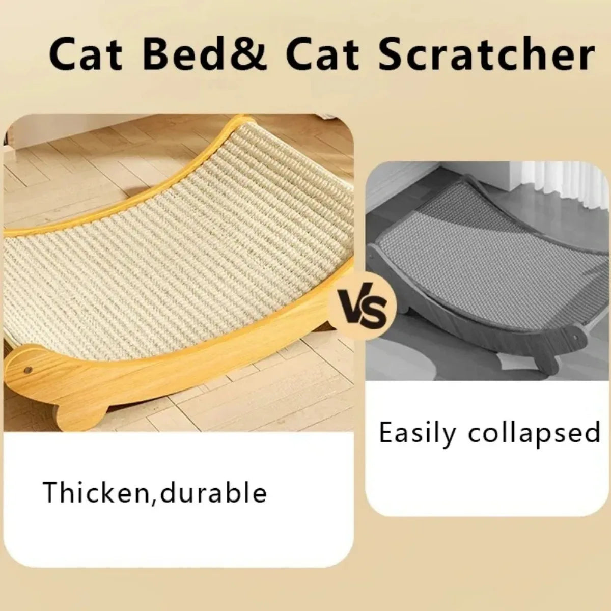 "Wooden Cat Scratching Pads: Multi-Function Detachable Bed and Wear-Resistant Scratch Board for Kittens!"