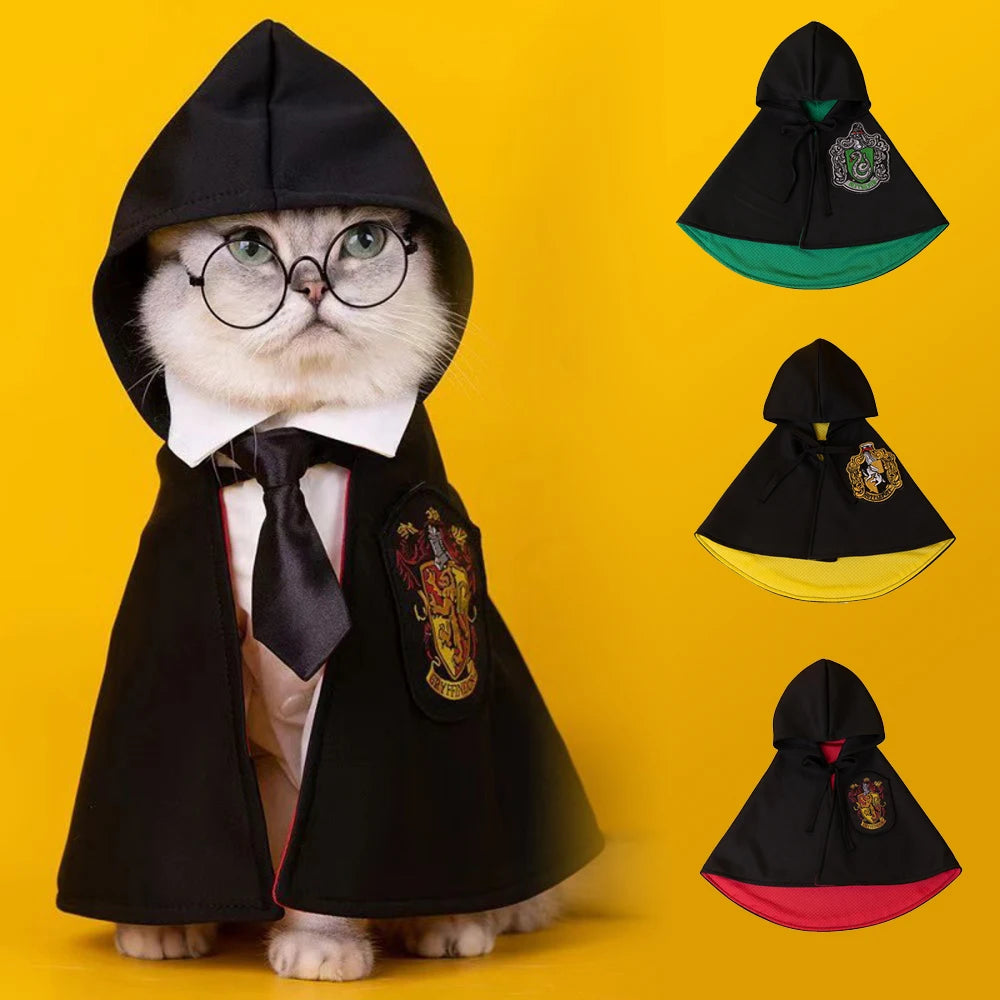 "Pet Magic Academy Halloween Cape: Perfect Cosplay Costume for Dogs and Cats!"