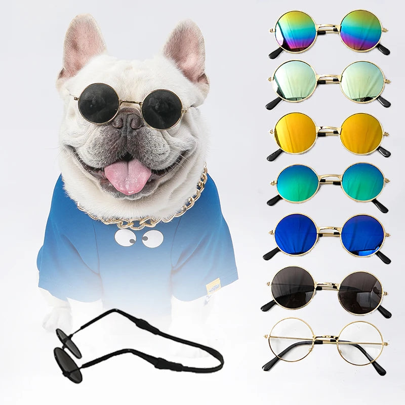 "Vintage Round Dog Glasses – Fun Photo Props and Accessories for Pets"