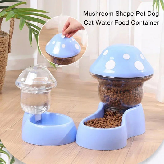 "Mushroom-Shaped Automatic Cat Feeder: 1.8L Water Bottle & 500g Food Bowl - Perfect for Both Cats and Dogs!"